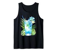 Watercolor Tropical Blue Cocktail Summer Drink Tank Top