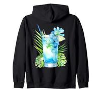 Watercolor Tropical Blue Cocktail Summer Drink Zip Hoodie