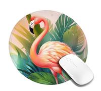 Watercolor Tropical Flamingo Mouse Pad Waterproof Gaming Mousepad with Non-Slip Rubber Base Round Computer Mouse Mat for Office Latop Mousepads Washable Cloth Desk Pad 8 x 8 in