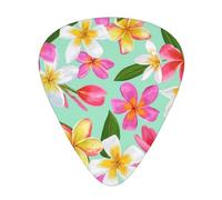 Watercolor Tropical Flowers Floral Plumeria,12 Pcs Guitar Pick,3 Different Thickness Plectrums for Acoustic Guitar Bass Ukulele (0.46mm 0.96mm 0.71mm)