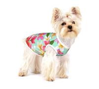 Watercolor Tropical Flowers Floral Plumeria,Cotton Sleeveless Pet T-Shirt Soft Stretchy Puppy Breathable Vest,S