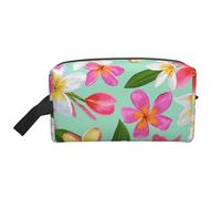 Watercolor Tropical Flowers Floral PlumeriaMakeup Trave Bag for Women,Cosmetic Large Capacity Organizer