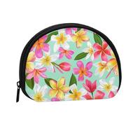 Watercolor Tropical Flowers Floral PlumeriaSmall Makeup Sanitary Napkin Storage Bag,Women's Cosmetic Coin Purse