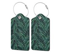 Watercolor Tropical Jungle,Luggage Tags Pu Leather Name Tag Travel Suitcase Identifier ID Tags Durable Luggage Label 2 pcs