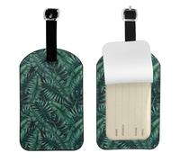 Watercolor Tropical Jungle,Luggage Tags Pu Leather Name Tag Travel Suitcase Identifier ID Tags Durable Baggage Label 2 pcs