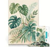Watercolor Tropical Leaves Illustration 1000 Adult Pieces Jigsaw Puzzle Mind Challenge Toy Neat Cut Perfect Alignment Family Fun Night Activity (50x75cm)