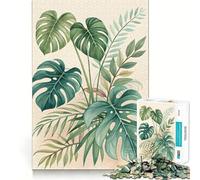 Watercolor Tropical Leaves Illustration Jigsaw Puzzles1000 Pieces Recall Skill Fun Professional Grade Cutting Thoughtful Gift for Mind Activity (38x52cm)