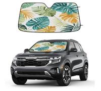 Watercolor Tropical Palm Leaves Car Windshield Sun Shade Foldable Reflective Sunshade UV Protection Heat Block Front Window Shade for Car Truck SUV Keeps Interior Cool with Suction Cups