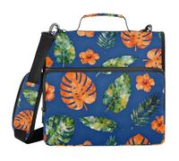 Watercolor Tropical Plant 3 Ringing 1.5 inch Zippered Binder Bag with Handle Multiple Pockets School Supplies Organizer Suitable for Middle School