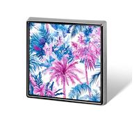 Watercolor Tropical Plants Floral Trees Badge Pin Brooch Square Shape Button Aluminum Decor for Backpacks Hats 0.7 Inch
