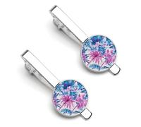 Watercolor Tropical Plants Floral Trees Men's Tie Clips Necktie Bar Pinch Clip Set of 2 Formal Business Wedding Accessories