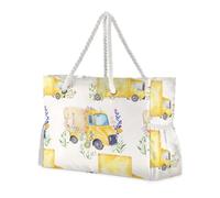 Watercolor Truck Sandproof Tote Bags For Travel with side pocketes Weekender Bag Women for beach&school&work