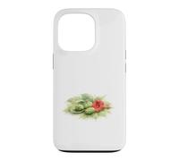 Watercolor Trumpet Vine and Green Pine Cones Case for iPhone 13 Pro