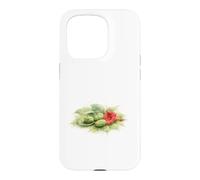 Watercolor Trumpet Vine and Green Pine Cones Case for iPhone 15 Pro