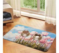 Watercolor Tulip Cloud Sky Pet Feeding Mat 30x45cm