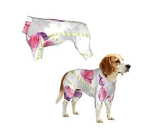 Watercolor Tulip & Dandelion Pattern Print Dog Clothes - 4 Legs Jumpsuit Sweatshirt for Small Medium Large Dogs Cats