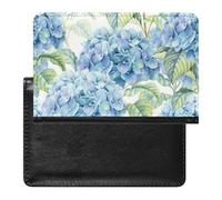 Watercolor Turquoise Hydrangea Seamless Blue Flowers Texture Women's Passport Protector, Men's Passport Protector, PU Travel Passport Protector for Women Men Worker 5.8 x 3.9 x 0.4 inch