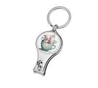 Watercolor Two Cute Piggies in Tea Cup Nail Clippers Toenail Clipper Cutters Professional Nail Trimmer Nail Cuticle Cutter for Women Men