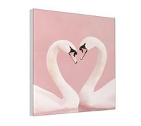 Watercolor Two Swans Heart Shape Canvas Wall Art Poster Aesthetic Print Painting For Dorm Bedroom Living Room,30x30cm Framed