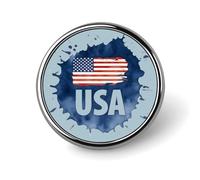 Watercolor U.S.A Flag Round Badge Pin Metal Memorial Brooch Button Lapel Pins for Backpack Wedding