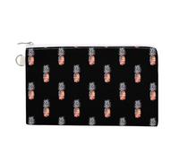 Watercolor U.S. Flag Pineapple Custom Canvas Coin Purse Change Wallet Bag Small Makeup Bags for Men Women 7.5 X 4.6 Inch