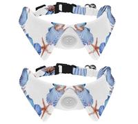Watercolor Underwater Seashells and Starfish Wreath Dog Collar Bowtie, Comfortable Adjustable Dog Bow Tie Collar for Small Boys and Girls Pets