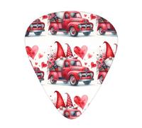Watercolor-Valentine-Gnomes-Truck 12 Pack Guitar Picks With 3 Thicknesses And Storage Box, Abs Plectrums For Electric Bass Guitar Players