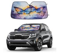 Watercolor Vintage Butterfly Car Windshield Sun Shade Foldable Reflective Sunshade UV Protection Heat Block Front Window Shade for Car Truck SUV Keeps Interior Cool with Suction Cups