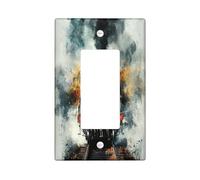 Watercolor Vintage Steam Train Switch Cover Wall Plate 1 Gang Single Rocker, Steampunk Mechanical Electrical Faceplate for Bedroom Bathroom Decor, Railroad Standard Size Switchplate