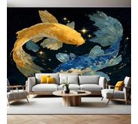 Watercolor Wall Mural 250 x 180 cm Two koi carps Non-Woven Art Print Wallpaper Mural for Walls Living Room Bedroom TV Background Boys Girls Kids Rooms Decoration