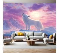 Watercolor Wall Murals for Living Room Sunset Arctic Wolf 3D Print Photo Wallpaper Luxury Design Modern Non-Woven Wall Mural Sofa TV Kids Bedroom Decoration 200 x 140cm