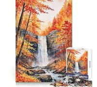 Watercolor Waterfall Art 1000 Piece Jigsaw Puzzles for Adults Jigsaw Memory Strength Pleasant Downtime Fine Cut Meaningful Gift (50x75cm)