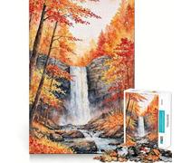 Watercolor Waterfall Art Jigsaw 1000 Pieces Focus Building Toy Zero Gap Rewarding Activity for Rainy Days (38x26cm)