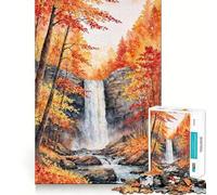 Watercolor Waterfall Art Jigsaw Puzzles 1000 Mental Focus Game Precision Cut Smooth Edges Meaningful Connection Building Game (38x52cm)