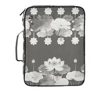 Watercolor Waterlilies White Black Multi Pocket Folder 7 Pockets A4 Letter Size with Zipper Closure for Paperwork Expansion File carpeta de
