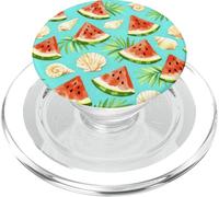 Watercolor Watermelon Summer Shells Tropical Leaves Pattern PopSockets PopGrip for MagSafe