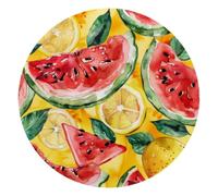 Watercolor Watermelons Lemons Small Round Mouse Pad, Anti-Slip Rubber Computer Mousepad for Office Home Gaming Laptop, 10 x 10 Inch