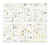 Watercolor Wedding Stickers for Scrapbooking - 6 Sheets Romantic Bridal Decals for Wedding Planner Book, Guest Book, Letters to The Bride Scrapbook and Honeymoon Travel Journal