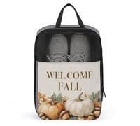 Watercolor Welcome Fall Pumpkins Acorns Shoe Bag for Travel Daily Use Anti-dust Storage Carrier Golf Shoe Pouch