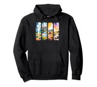 Watercolor Western Nature Road Trip Landscape Pullover Hoodie