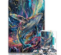 Watercolor Whale Adult Jigsaws 1000 Pieces Difficult,Family Game Stress Reliever Difficult Challenge Great Gifts And Toys 38x26cm