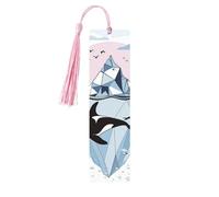 Watercolor Whale Bookmark Iceberg Sea Wooden Bookmark with Tassel Book Mark for Women Men Reading Page Markers Gifts for Book Lovers