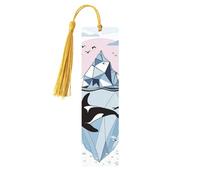 Watercolor Whale Bookmark Iceberg Sea Wooden Bookmark with Tassel Book Mark for Women Men Reading Page Markers Gifts for Book Lovers