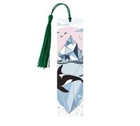 Watercolor Whale Bookmark Iceberg Sea Wooden Bookmark with Tassel Book Mark for Women Men Reading Page Markers Gifts for Book Lovers