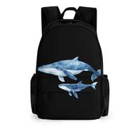 Watercolor Whale Mama And Little Casual Travel Backpack for Men Women 16 Inch Lightweight Basic Daypack with Pocket
