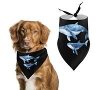 Watercolor Whale Mama And Little Funny Dog Bandanas Cute Triangle Cat Pet Scarf Bib for Holiday Party Gift