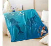 Watercolor Whale Shark Printed Flannel Blanket, Super Soft Cozy Ocean Theme Throw Blanket for Kids and Adults Room Decor, Travel (04,200x200cm)