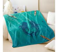 Watercolor Whale Shark Printed Flannel Blanket, Super Soft Cozy Ocean Theme Throw Blanket for Kids and Adults Room Decor, Travel (06,150x200cm)