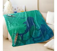 Watercolor Whale Shark Printed Flannel Blanket, Super Soft Cozy Ocean Theme Throw Blanket for Kids and Adults Room Decor, Travel (05,180x200cm)