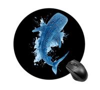 Watercolor Whale Shark Round Mouse Pad Non-Slip Rubber Base for Office Gaming 7.8 Inch